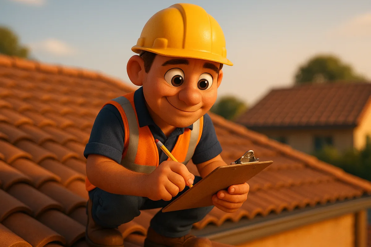 A tradesperson writing job notes on a clipboard